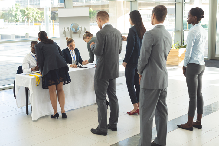 Aspiring applicants fall in line for the summer hiring job application.